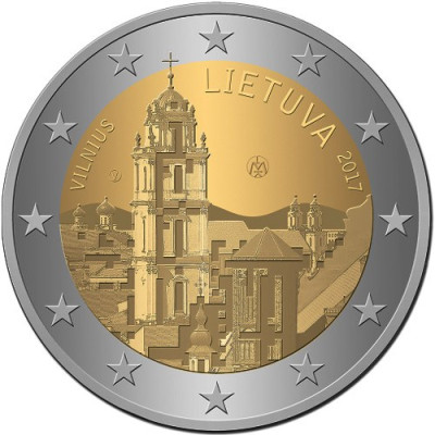 Монета 2 евро 2017 г. Литва. Вильнюс.